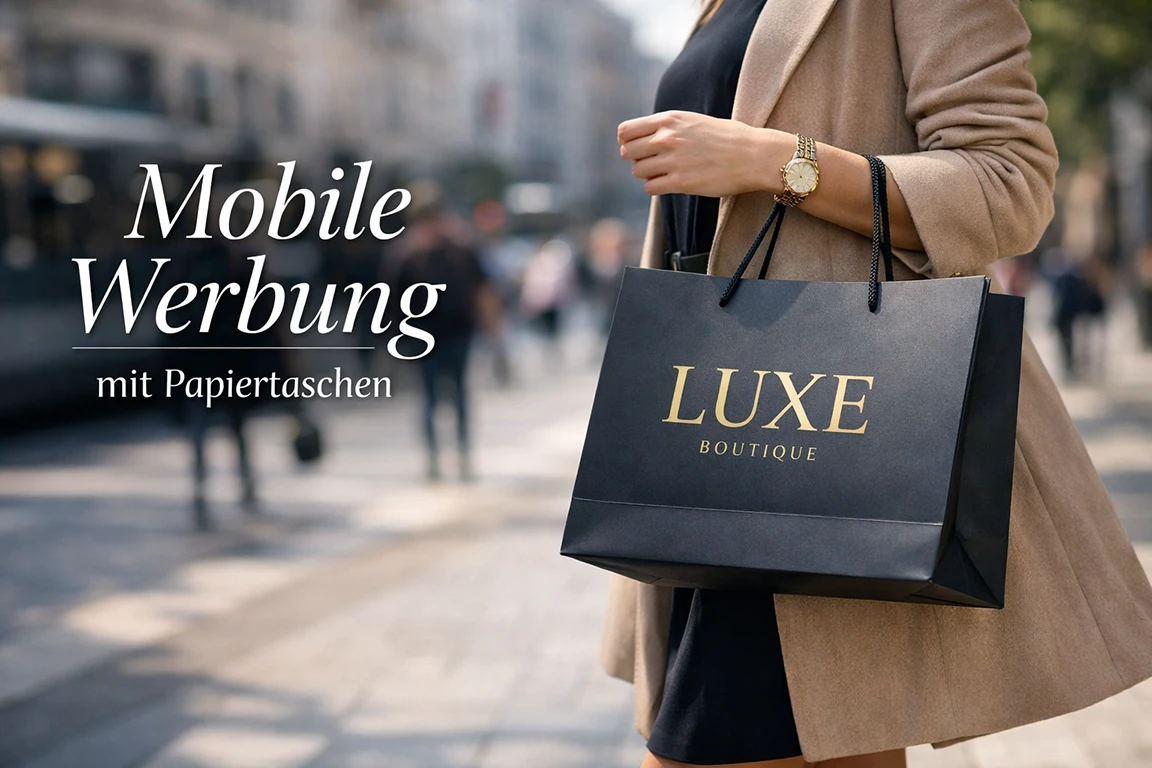 Mobile Werbung mit Papiertaschen papiertaschen als werbeträger, hochwertige papiertaschen, werbetaschen, mode, design