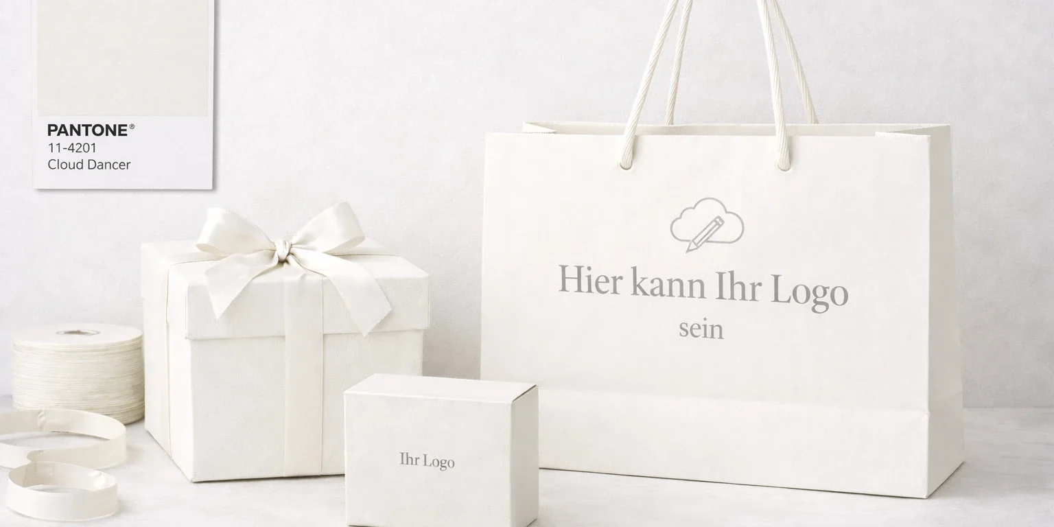 papiertacshen bedruckt, papiertragetaschen mit Logo, papiertaschen in pantone cloud dnacer, colour of the year 2026